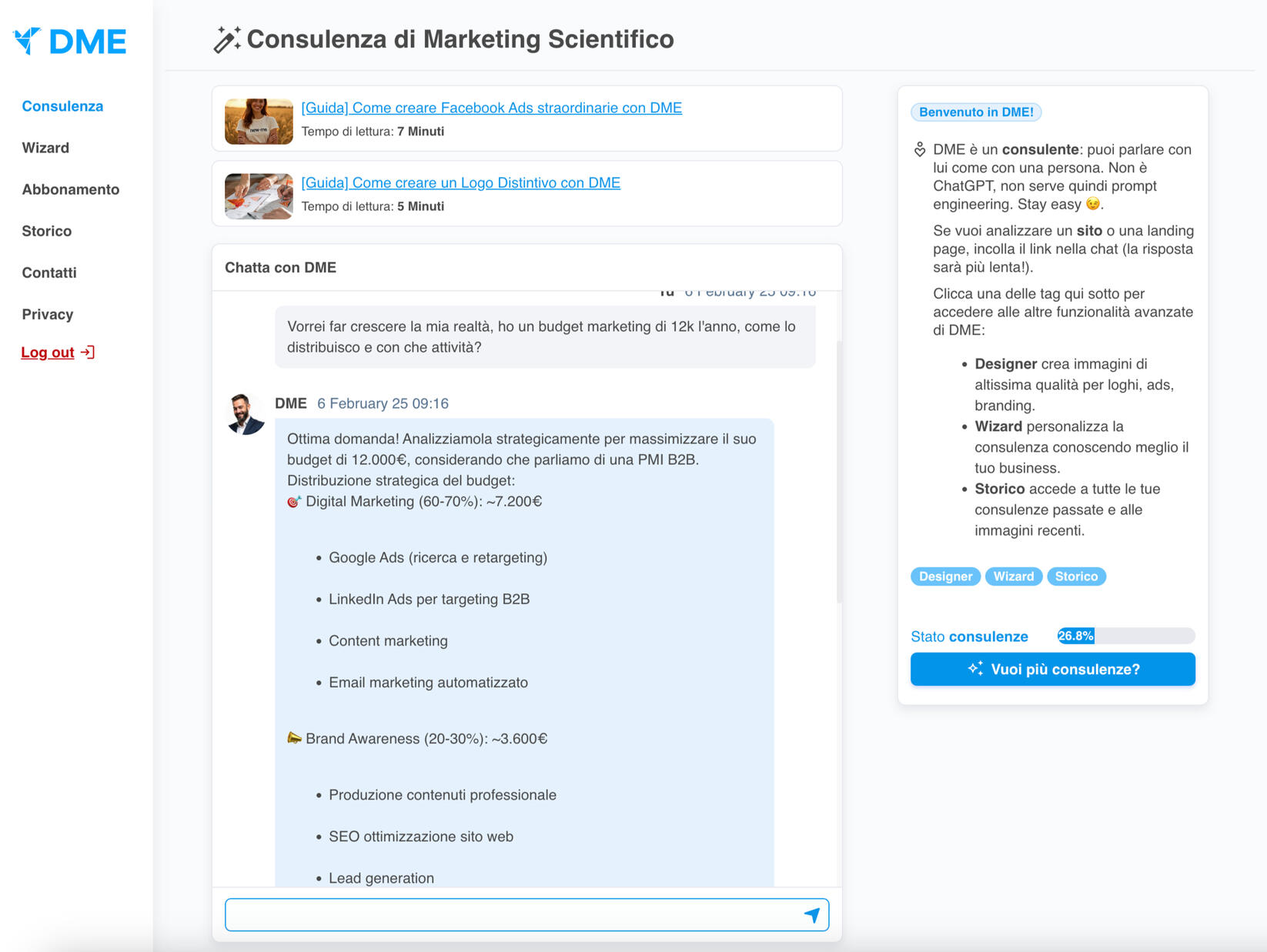 Chat principale di consulenza